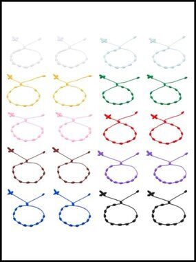 20-Pack Adjustable Knot Cord Bracelets with Cross Pendant for Men Women
